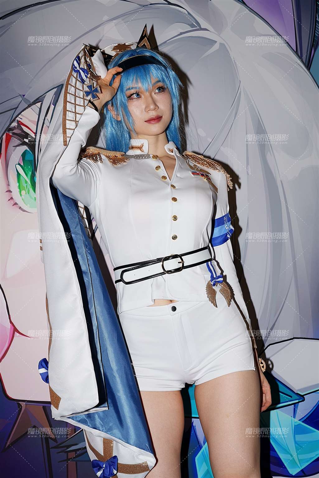 图片[4]-蓝发紧身制服长腿（6K）-街拍流行馆