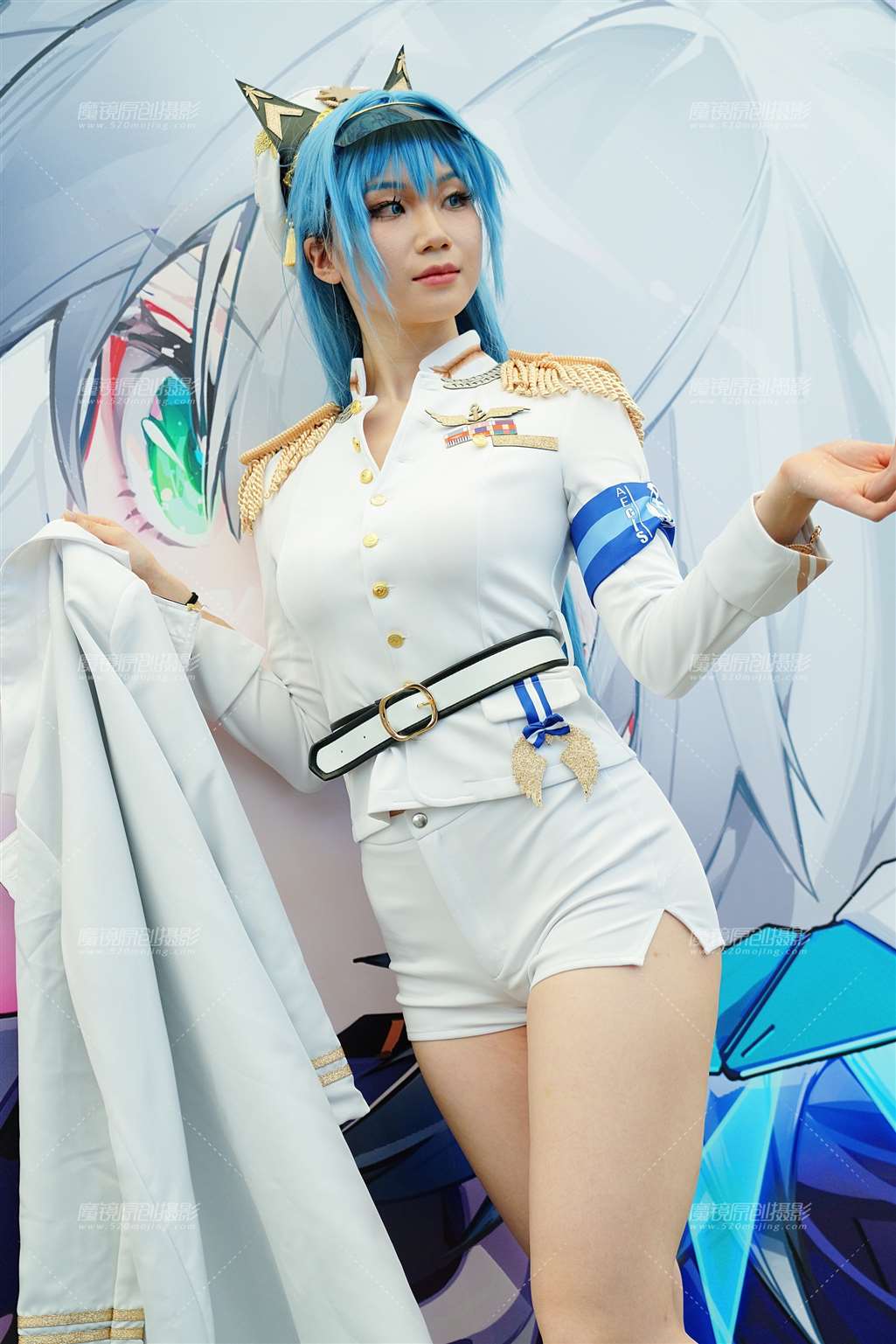 图片[5]-蓝发紧身制服长腿（6K）-街拍流行馆