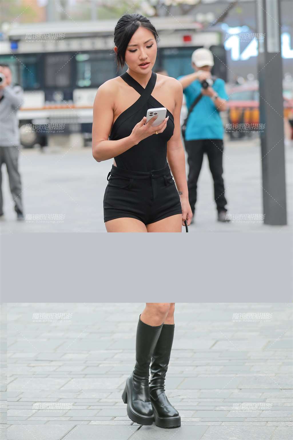 图片[4]-黑色热裤美女-街拍流行馆