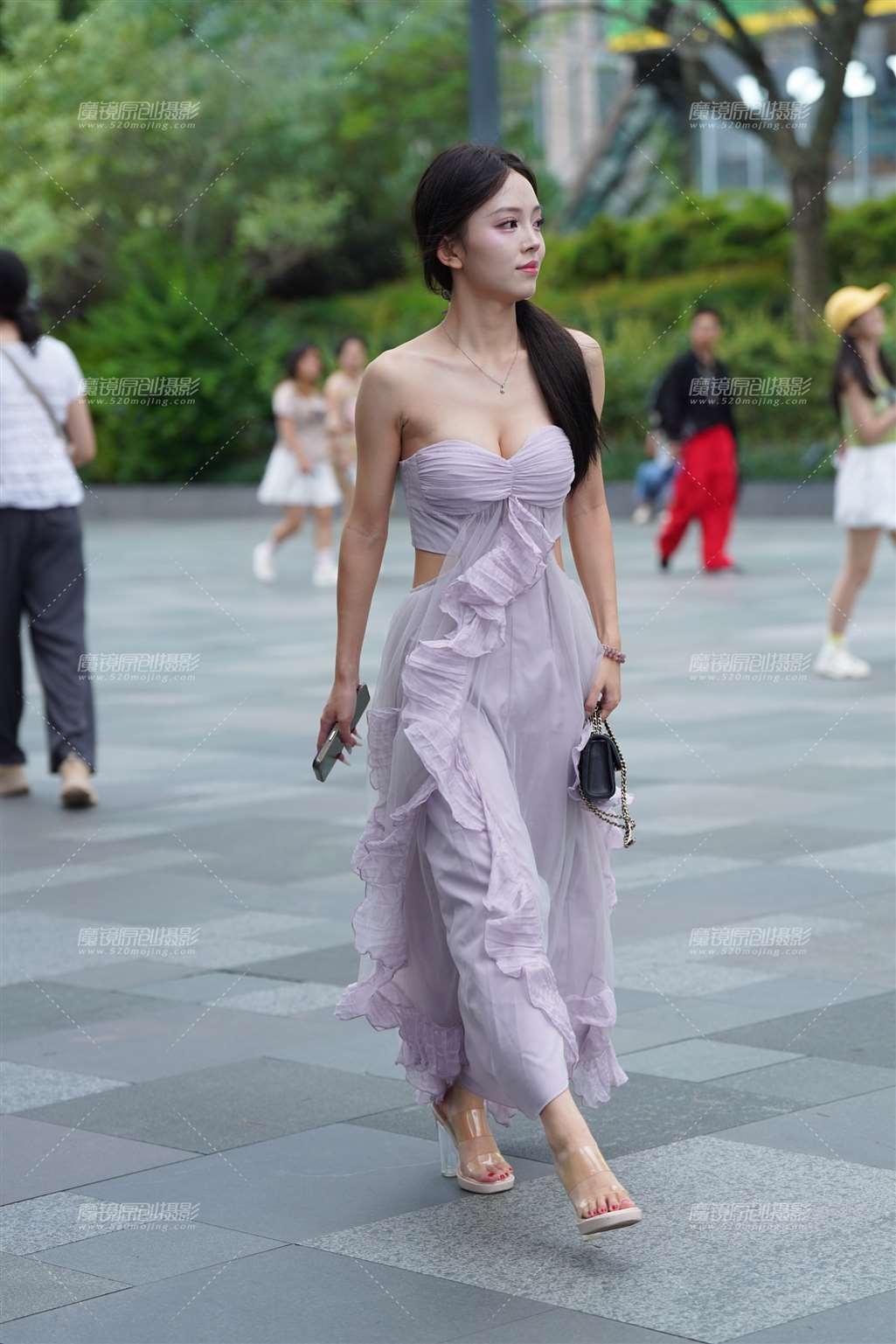 抹胸紫裙-街拍流行馆